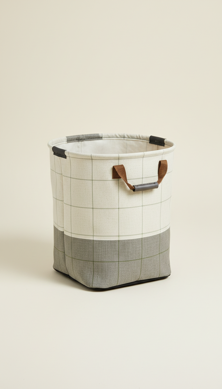 Folding laundry caddy with mesh compartments
