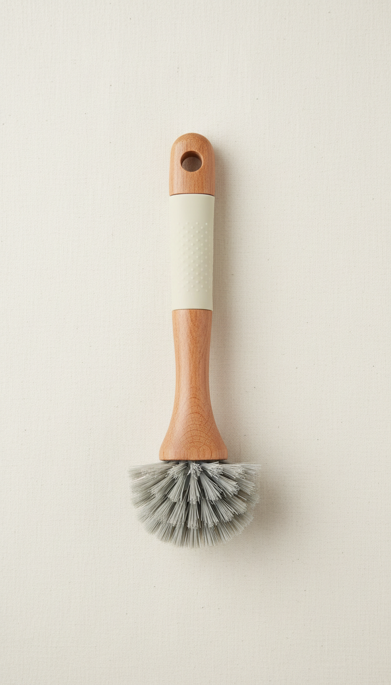 Ergonomic dish brush with comfort grip handle